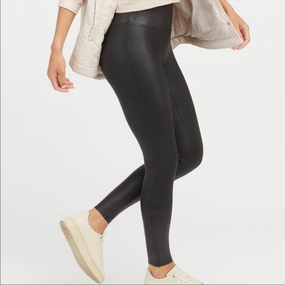 SPANX Pants - Spanx Black Faux Leather Leggings Size XS Petite